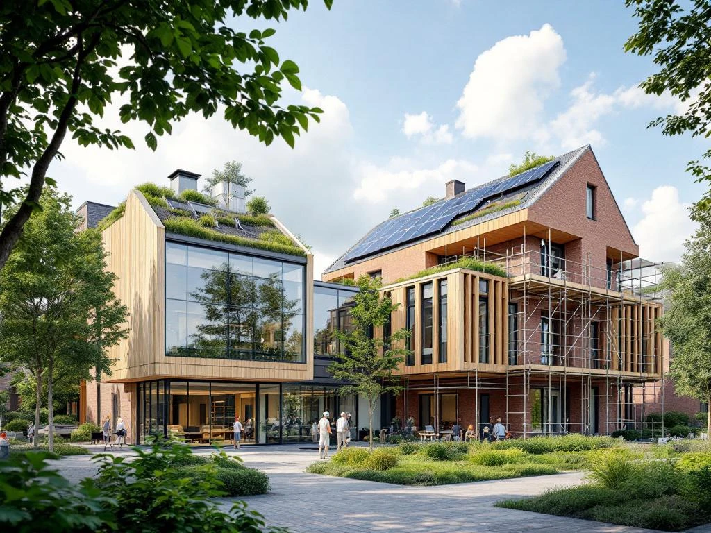 Nederlandse zorginstelling ondergaat duurzame renovatie met zonnepanelen, groene daken en moderne glazen uitbouw