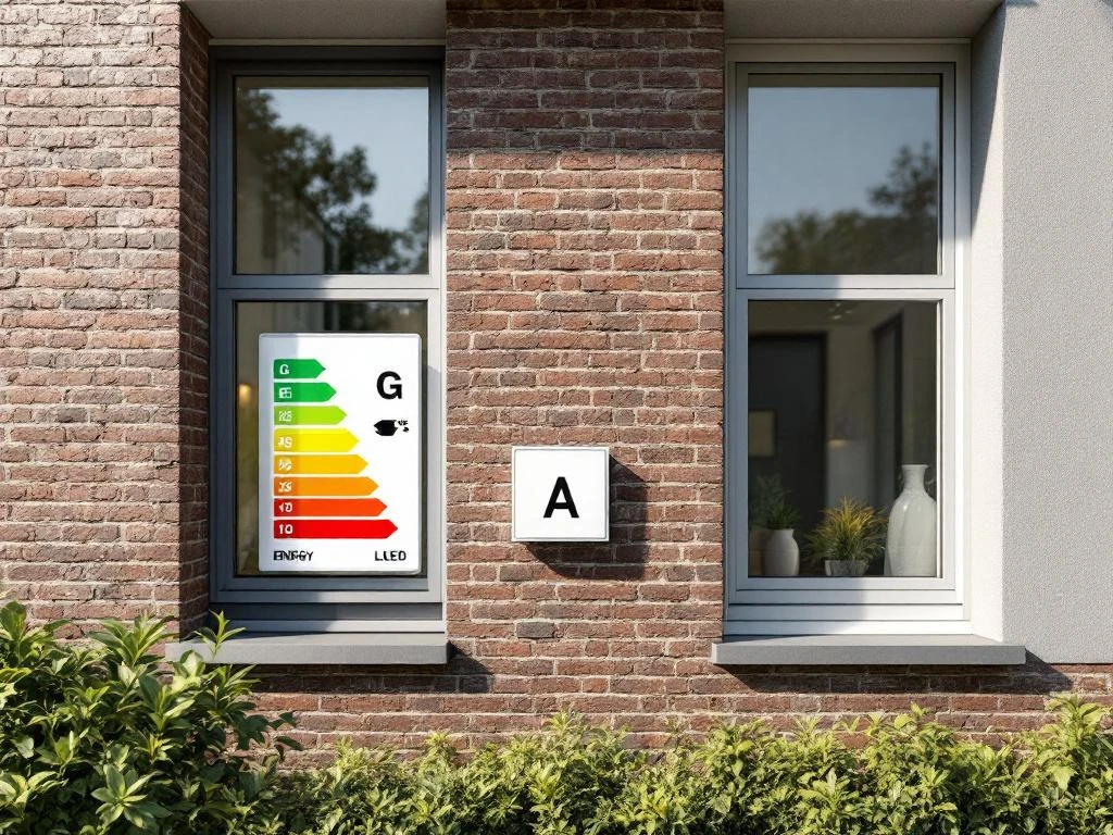 Nederlandse sociale woningbouw met energielabel upgrade van G naar A, getoond via moderne gevelisolatie en dubbel glas